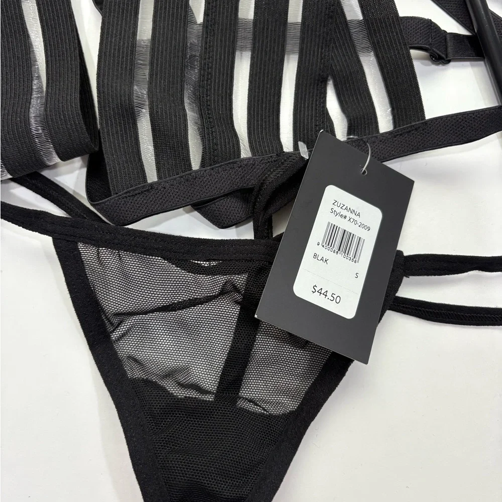 Frederick's of Hollywood Zuzanna All Strapped  Up Chemise Black Size  Small - Picture 5 of 6